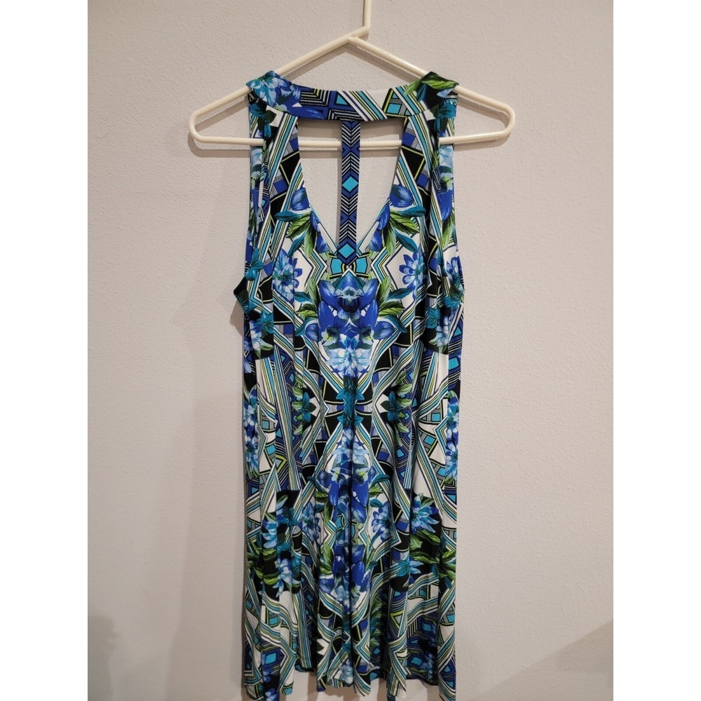 Ronni Nicole Racerback Sleeveless Short Dress Blue Print Size 8 - Picture 5 of 6